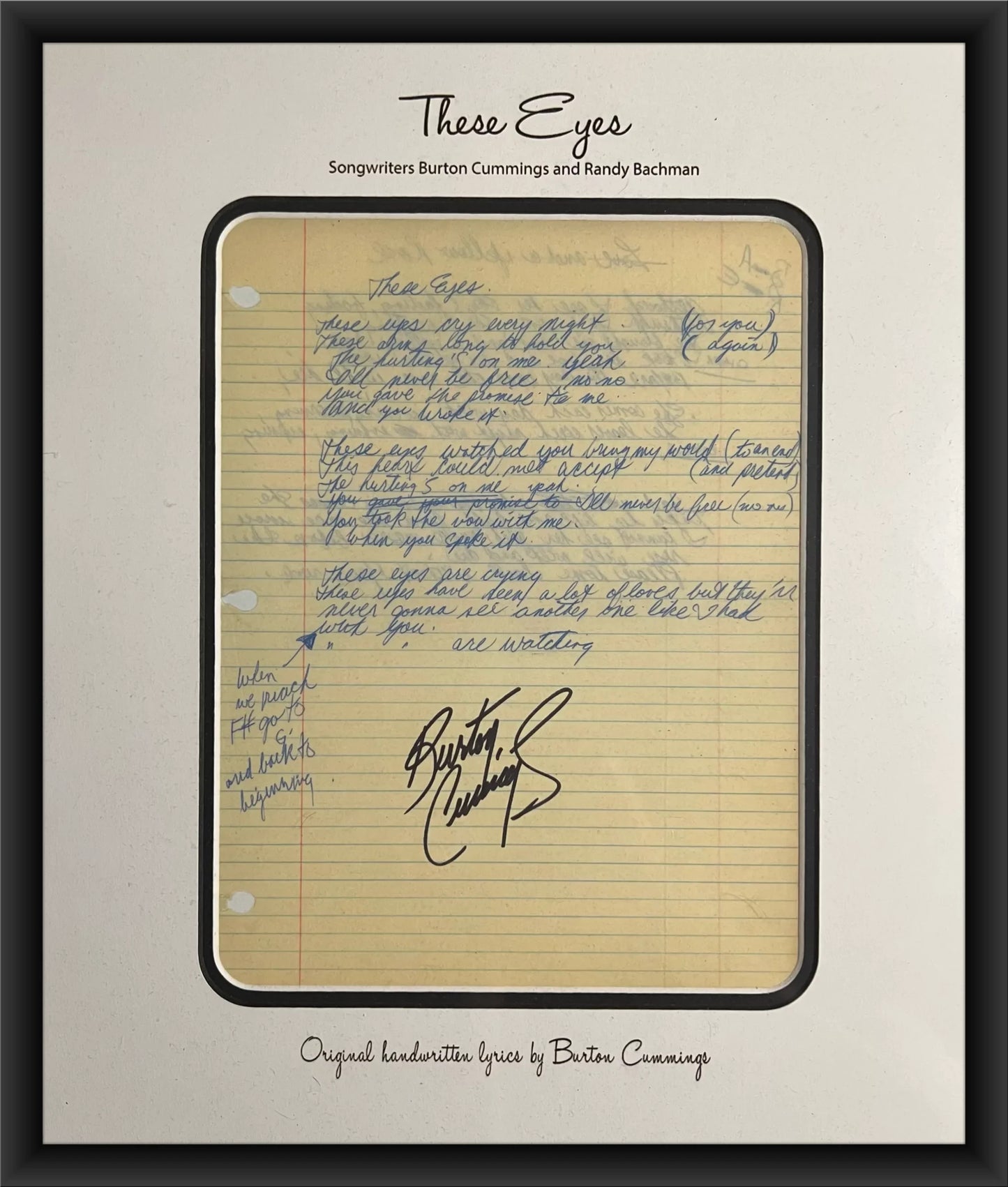 "These Eyes" Replica Handwritten Lyrics