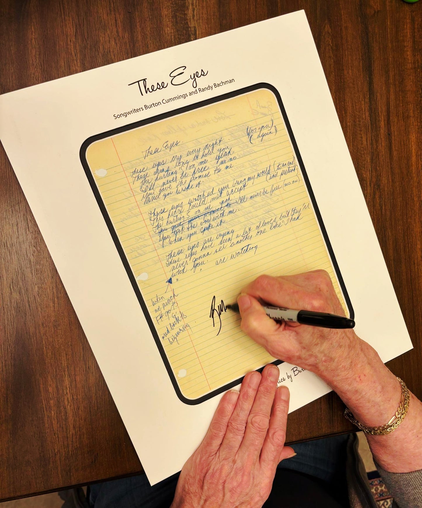 "These Eyes" Replica Handwritten Lyrics