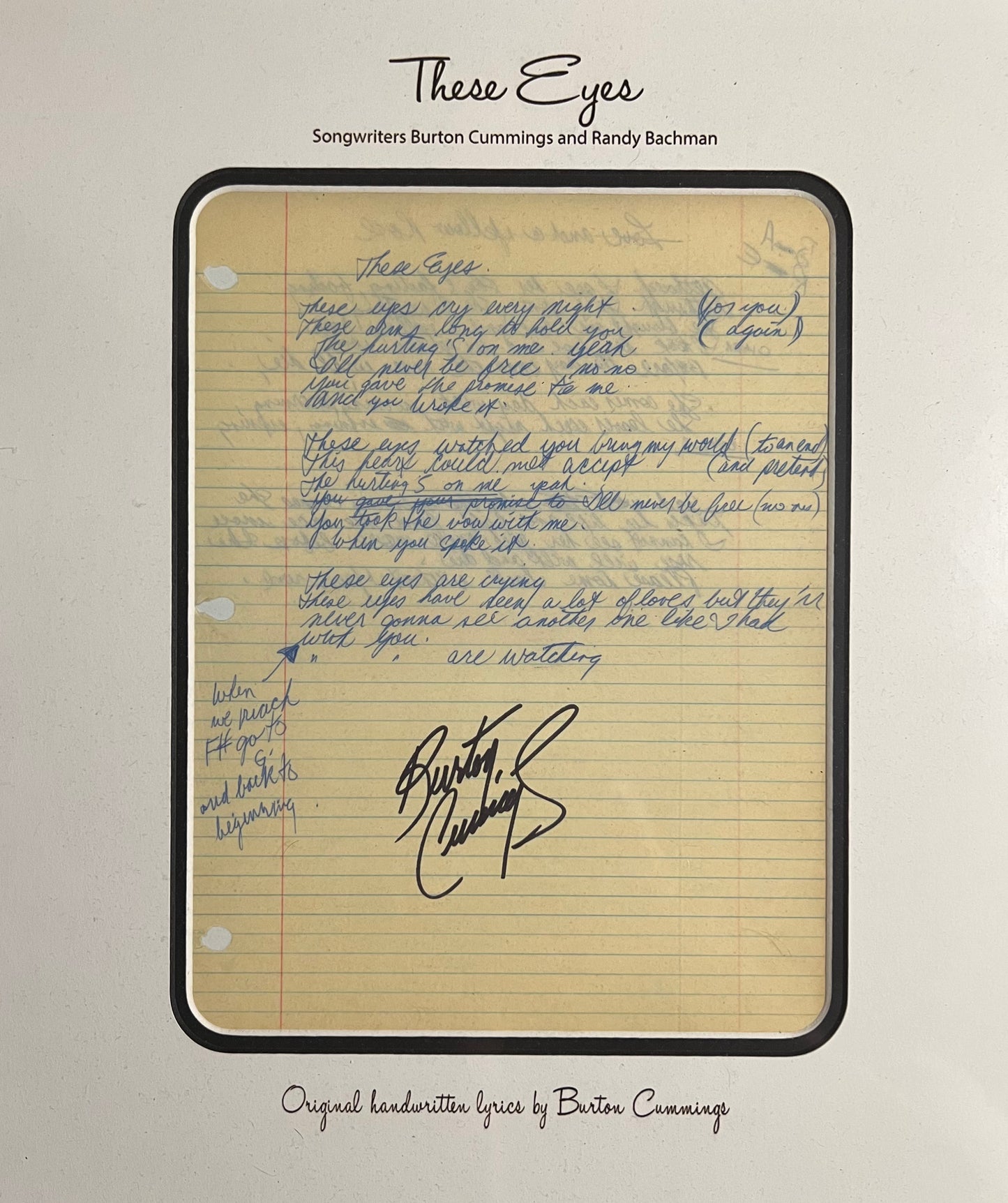 "These Eyes" Replica Handwritten Lyrics